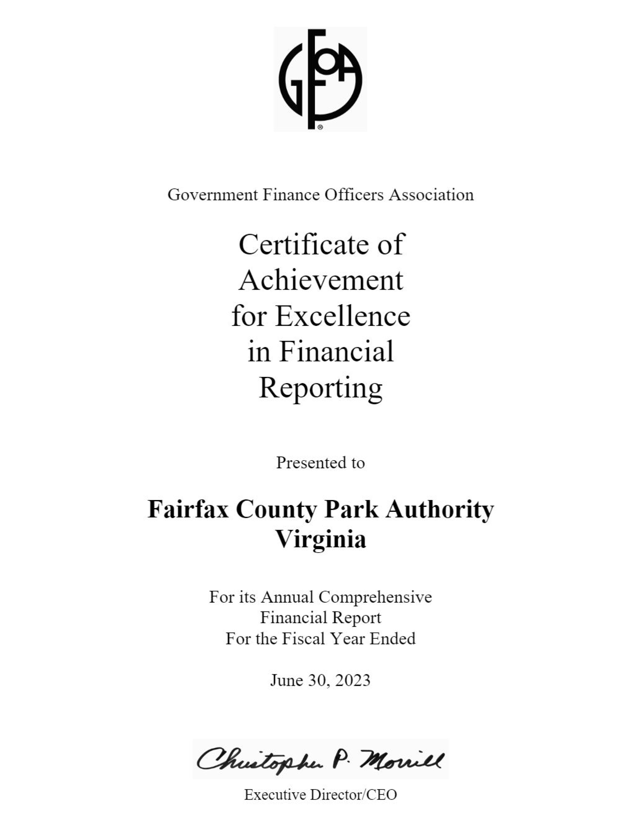 Park Authority Recognized For Excellence In Financial Reporting Park park-authority-recognized-for-excellence-in-financial-reporting-park